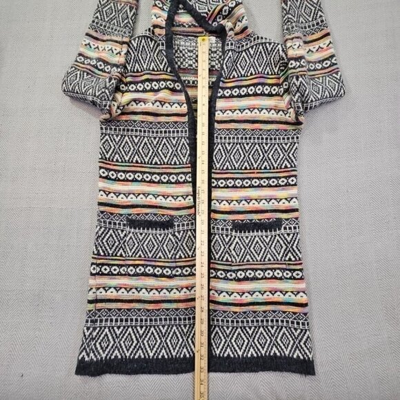 Monteau Los Angeles Hooded Open-Front Cardigan Size Large Knitted Southwestern - Picture 9 of 14